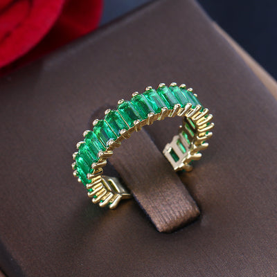 Fashion Emerald Open Zircon Ring Socialite Temperament Ring - Carvan Mart