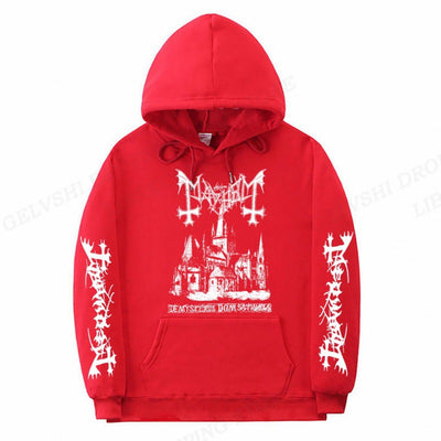 Men's Trendy Graphic Print Sweatshirt Solid Color Fashion Hoodie - red - Men's Hoodies & Sweatshirts - Carvan Mart