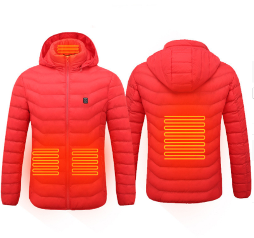 New Heated Jacket Coat USB Electric Jacket Cotton Coat Heater Thermal Clothing Heating Vest Men's Clothes Winter - Red Zone8 - Men's Jackets & Coats - Carvan Mart