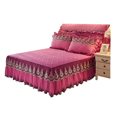 Quilted Lace Bed Skirt Bed Liner - - Bedding Sets - Carvan Mart