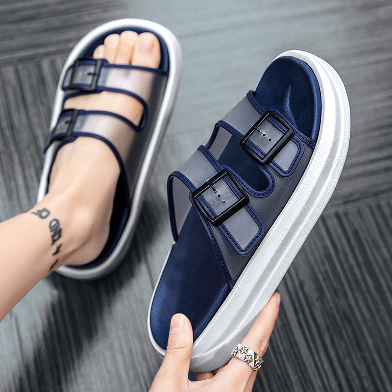 Comfortable Clear Strap Buckle Sandals - Lightweight Summer Slip-Ons