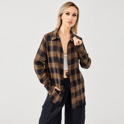 Women's Stylish Plaid Shirt With Everything - Carvan Mart