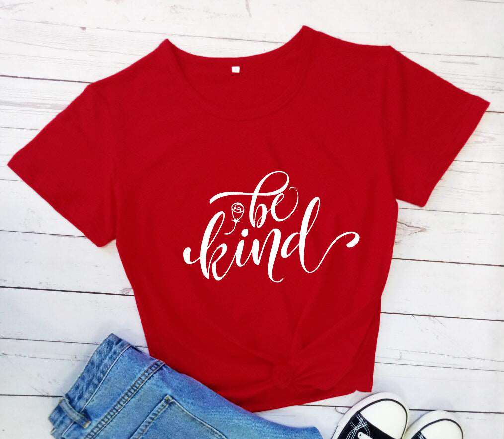 Be Kind Rose Style Short Sleeve European And American Street Leisure T-shirt - Carvan Mart