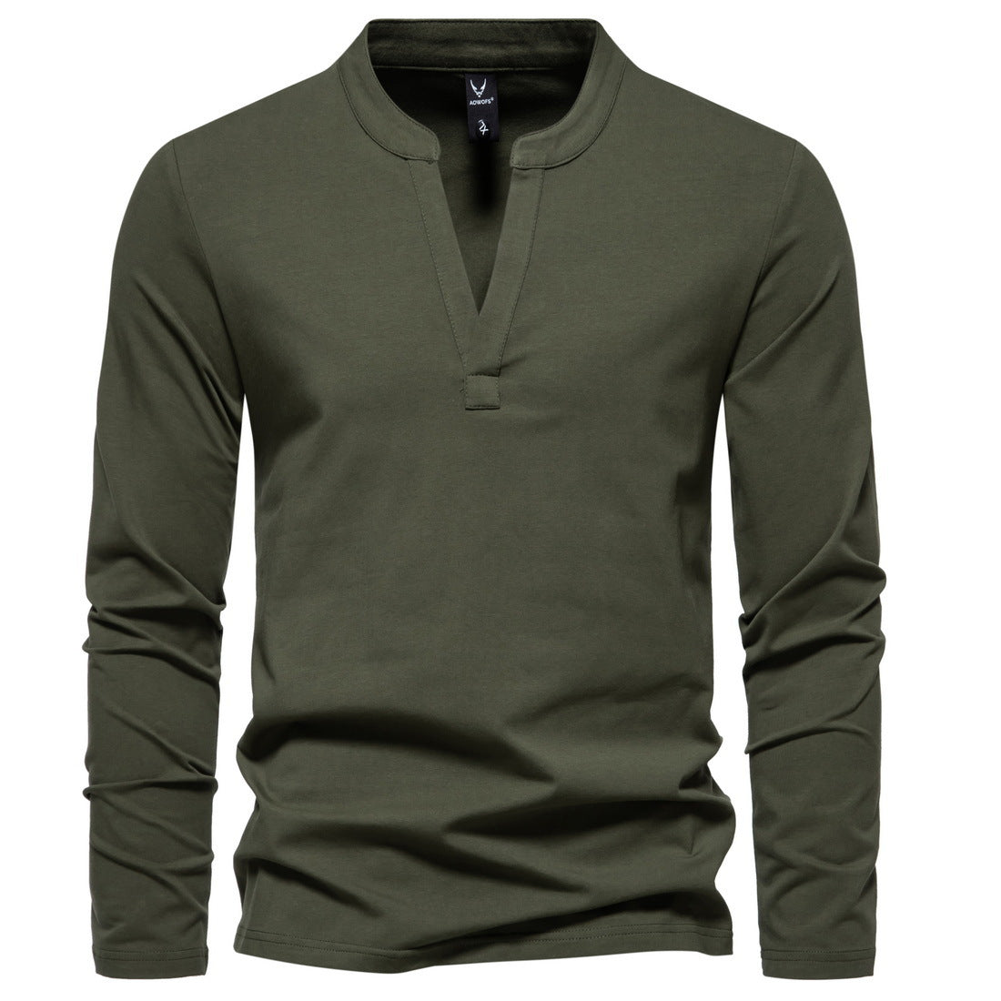 Modern Henley Neck Tops Men's Fashion Long Sleeve T-shirt - Carvan Mart