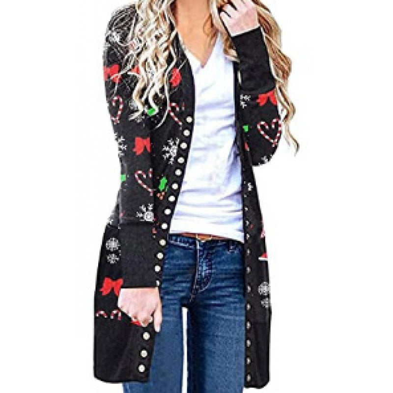 Women's Rainbow Cardigan Sweater - Sparkling Holiday Design Long Knitwear - KL121214YJ075 - Sweaters - Carvan Mart