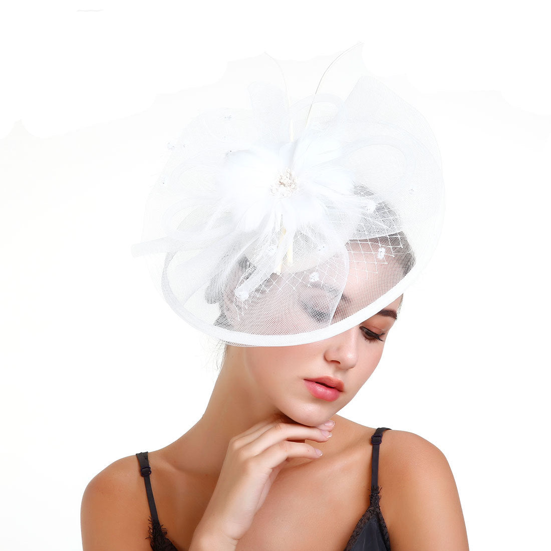 Women's Festival Hat Mesh Hair Fascinator Hat - White - Women's Hats & Caps - Carvan Mart