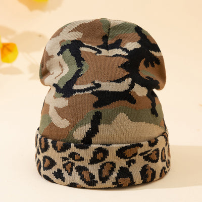 Camo Leopard Pattern Fashion Outdoor Autumn And Winter Warm Printing Women's Hat - Army Green M - Women's Hats & Caps - Carvan Mart