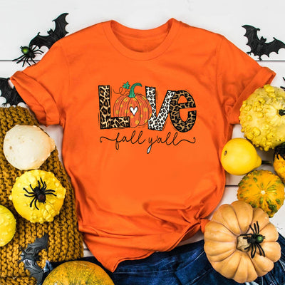 European And American Love Pumpkin Printed Casual T-shirt - Carvan Mart