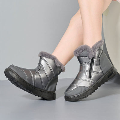 Thick Plush Snow Boots for Women - High Top Platform Waterproof Fleece Boots with Side Zipper - Carvan Mart