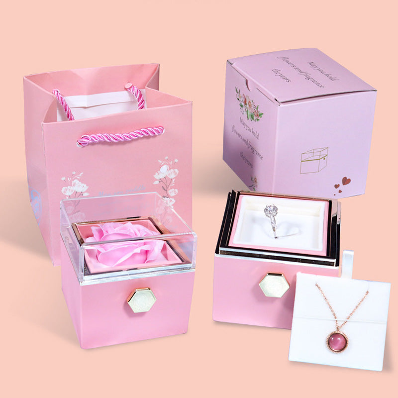 Rotating Soap Flower Rose Gift Box Creative Rotating Rose Jewelry Packaging Box Valentine's Day Gift For Women - - Gift - Carvan Mart