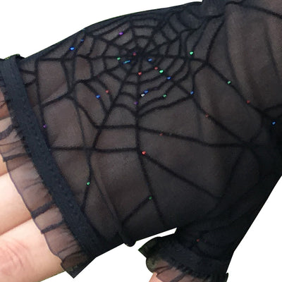 Spider web gloves halloween decoration - Black sequins - Women Gloves & Mittens - Carvan Mart