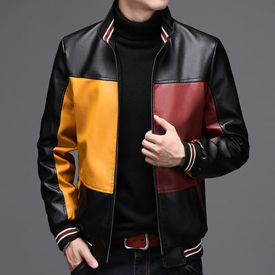 Leather men's casual jacket - Carvan Mart