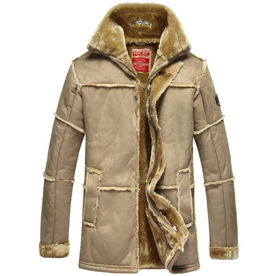 Mid-length Leather Jacket One Coat For Men - Camel - Men's Jackets & Coats - Carvan Mart