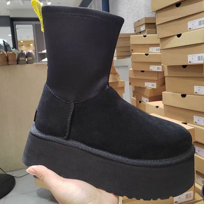 Elastic Thick-soled High-rise Fur Snow Boots - Carvan Mart