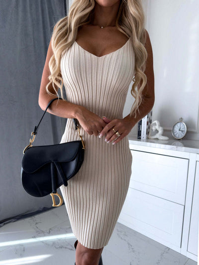 Women Dress with Blazer Sunken Stripe Top Suspender Skirt 2-Piece Suit - - Suits & Sets - Carvan Mart