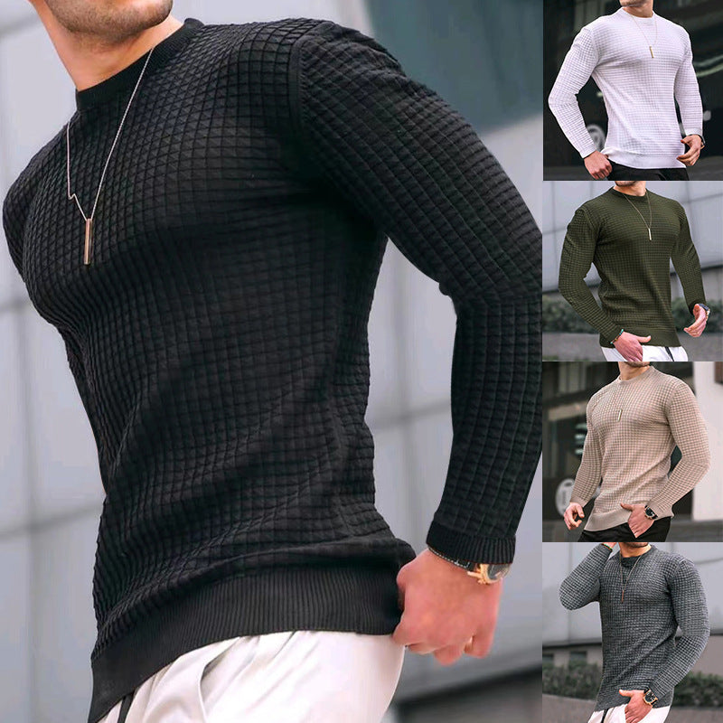 Trend Crew-neck Pullover Loose Knitted Long-sleeved Cotton Top - Casual Athletic Style - - Men's Shirts - Carvan Mart