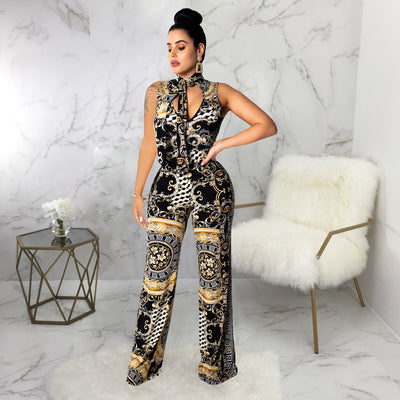 Strapless Floral Print Romper Boho Belted Wide-Leg Jumpsuit - - Jumpsuits & Rompers - Carvan Mart