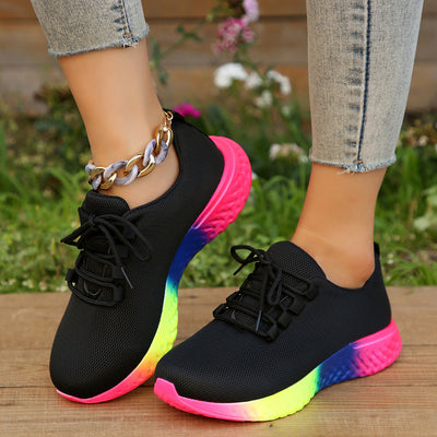 Vibrant Running Shoes | Colorful Breathable Athletic Sneakers for Daily Workout - Black - Women's Shoes - Carvan Mart