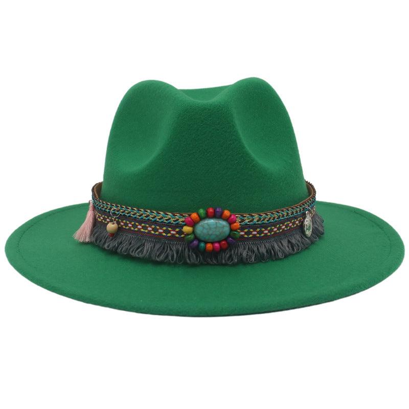 Ethnic Style Western Cowboy Hat Gem Accessories Tibetan Top Hat - Carvan Mart