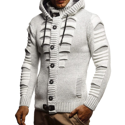 Sweater Men's Hooded Knitted Cardigan Jacket - - Men's Sweaters - Carvan Mart