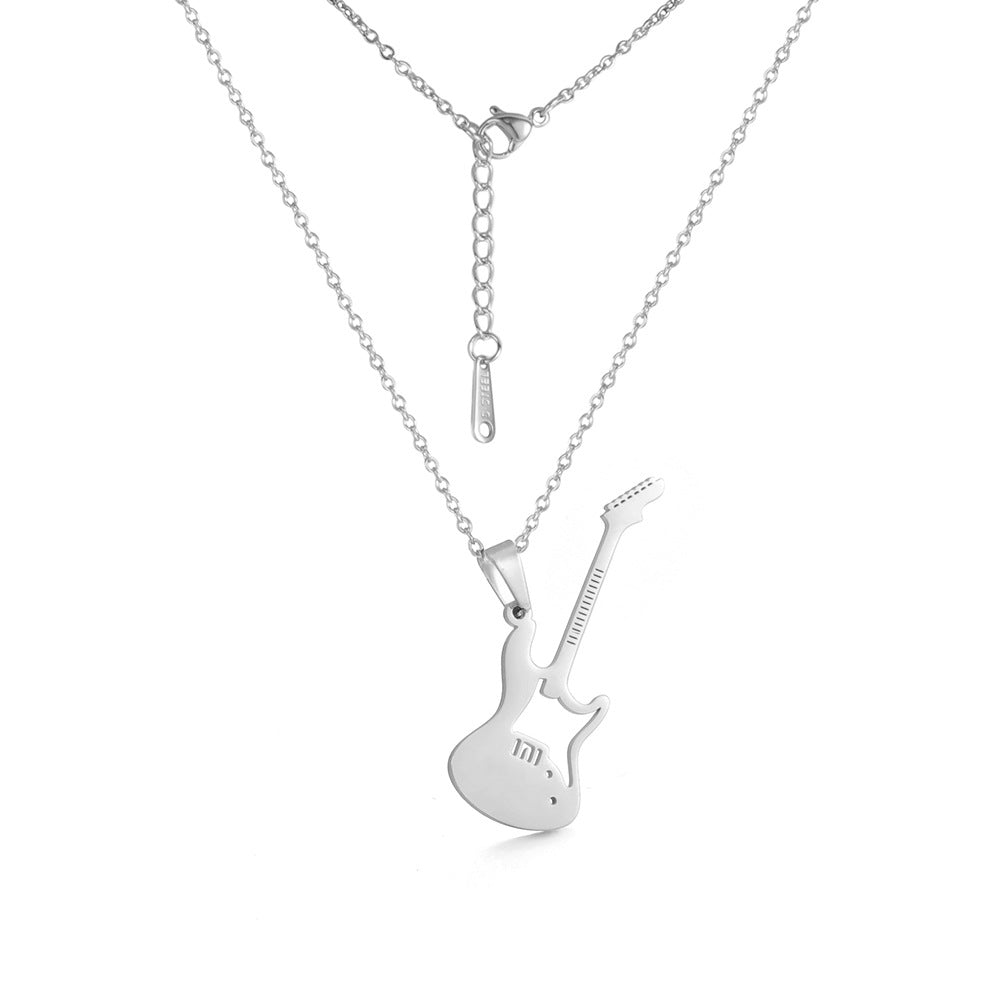 Punk Rock Stainless Steel Guitar Pendant Necklace - Carvan Mart