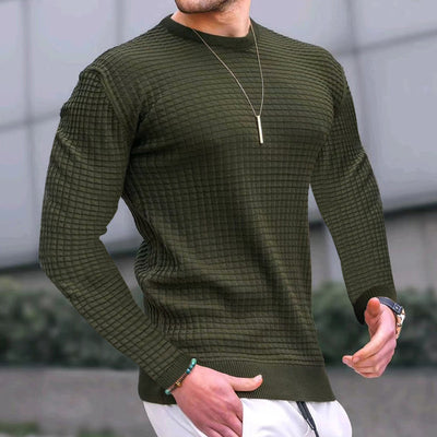 Trend Crew-neck Pullover Loose Knitted Long-sleeved Cotton Top - Carvan Mart