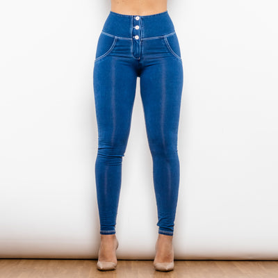 Women's Jeans Pant Button Up Push Up Effect Butt Lifting Jeggings High Waist Jeans - Carvan Mart