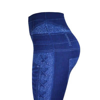 Imitation denim leggings - Carvan Mart