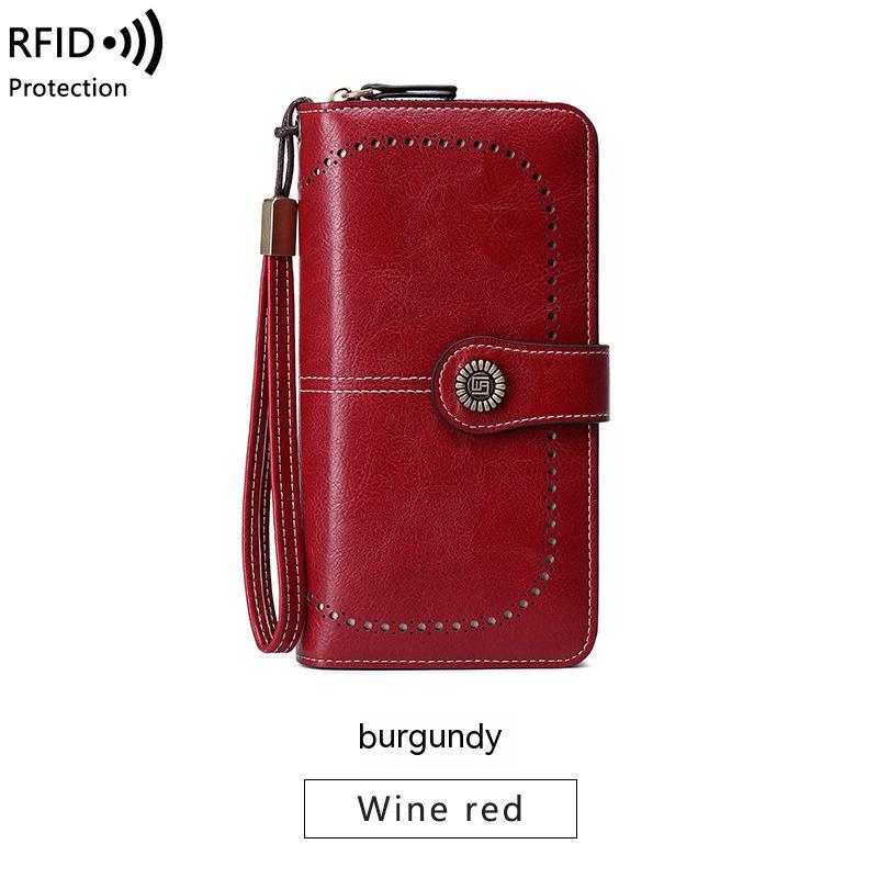 RFID Anti-magnetic Wallet Long Zipper Women's Large-capacity Handbag - Carvan Mart