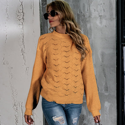 Hollow-out Solid Color Knitted Top - - Winter Tops - Carvan Mart