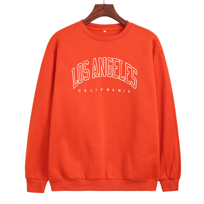 Letter Print Crew Neck Pullover Sweatshirt - Burning orange - Women Hoodies & Sweatshirts - Carvan Mart