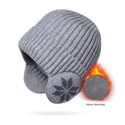 Thermal Knitting Woolen Cap Men's Fleece-lined Thickened Winter Trending Products - Light Gray - Men's Hats & Caps - Carvan Mart