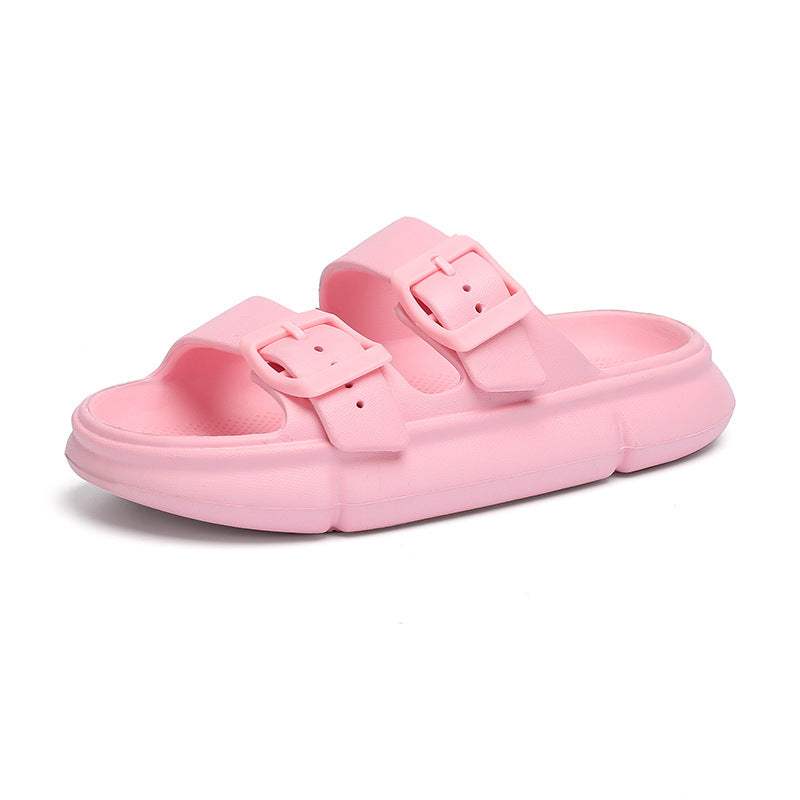 Mens Fashion Simple Solid Color Thick Bottom Sandals - Pink - Men's Slippers - Carvan Mart