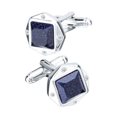 Lucky Blue Sandstone Crystal Cufflinks Men's Light Luxury French Shirt Sleeve Nails - Carvan Mart