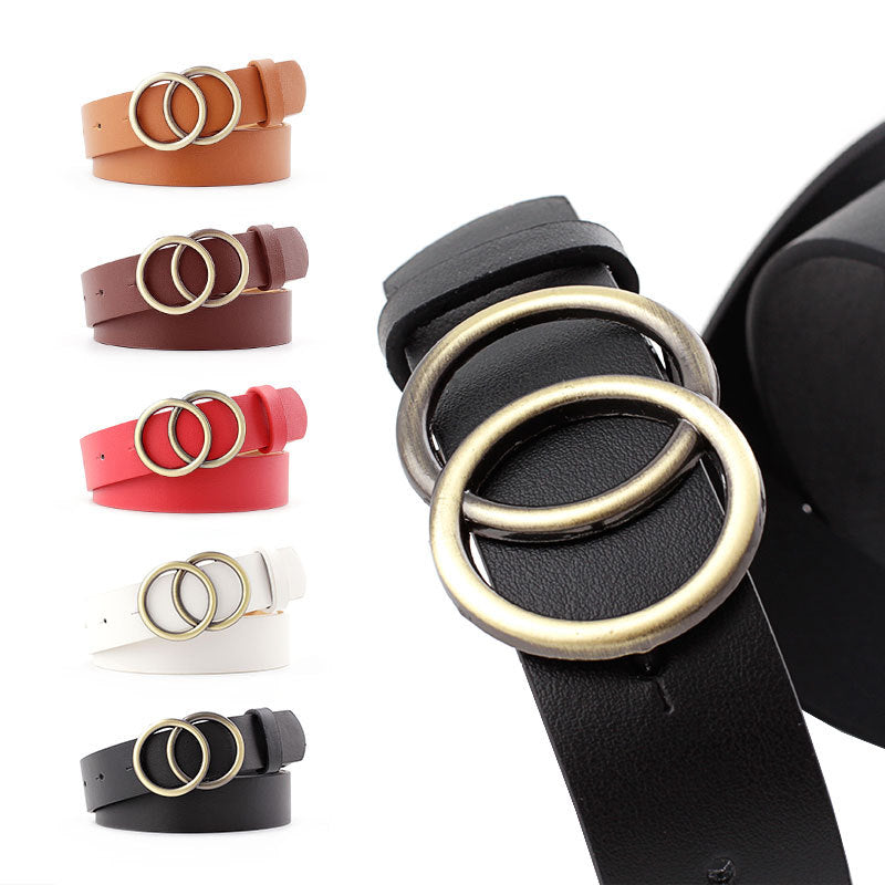 European And American Cross-border Round Buckle Belt Women Casual - Carvan Mart