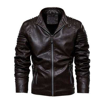 Men Leather Jacket Winter And Autumn Motorcycle PU Warm Fashion - Carvan Mart