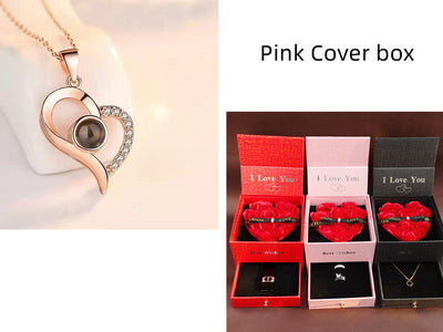 Valentine's Day Gifts Metal Rose Jewelry Gift Box Necklace Wedding Girlfriend Necklace Gifts - Necklace B 3set - Gift - Carvan Mart