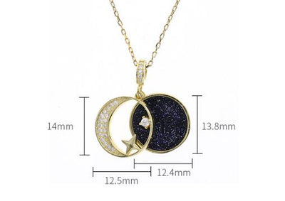 S925 Sterling Silver Star Moon Necklace - - Necklaces - Carvan Mart