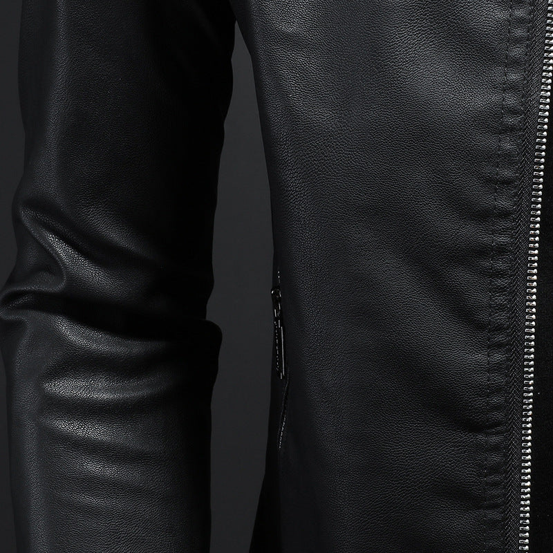 Men's Leather Motorcycle Jacket Thin Coat - Carvan Mart