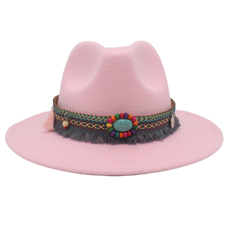 Ethnic Style Western Cowboy Hat Gem Accessories Tibetan Top Hat - Carvan Mart