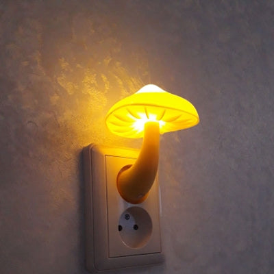 LED Night Light Mushroom Wall Socket Lamp EU US Plug Warm White Light-control Sensor Bedroom Light Home Decoration - - Led Lighting - Carvan Mart