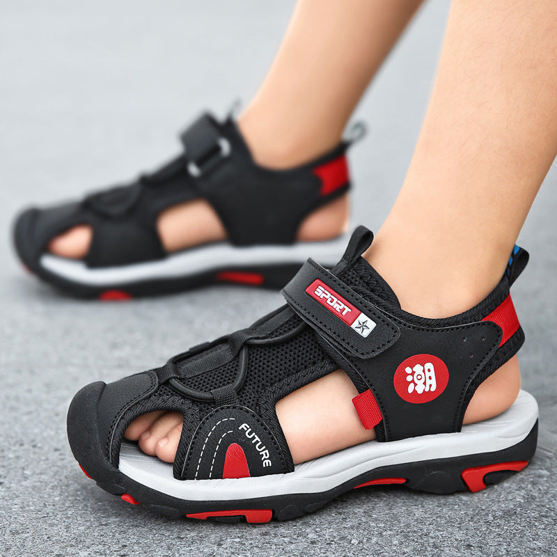 New Anti Slip Children's Baotou Middle And Big Children's Soft Sole Sports Shoes - Black - Men's Sandals - Carvan Mart