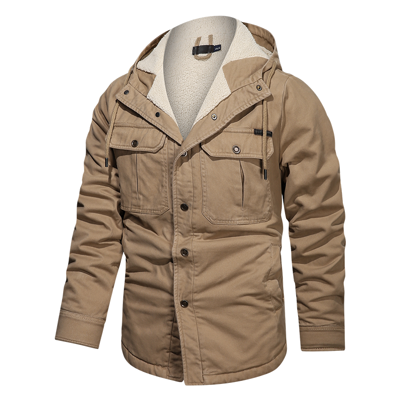 Men Cotton Jacket Winter Thick Warm Parkas Plus Velvet Casual Hooded Coat