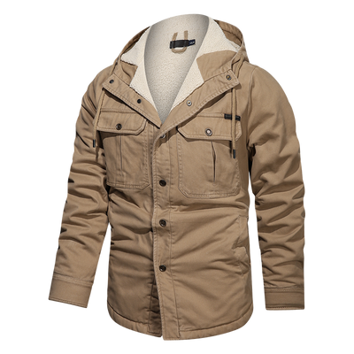 Men Cotton Jacket Winter Thick Warm Parkas Plus Velvet Casual Hooded Coat - Carvan Mart