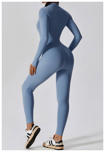 Women's Long-sleeve Zipper Yoga Sports Jumpsuit - Carvan Mart