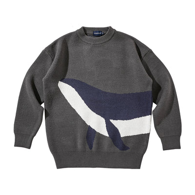 Japanese Vintage Whale Round Neck Sweater For Men - Carvan Mart