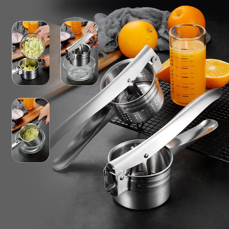 Portable Juicer Water Squeezer Stainless Steel Potato Masher Garlic Press Juicer - - Essential Multifunctional Appliances - Carvan Mart