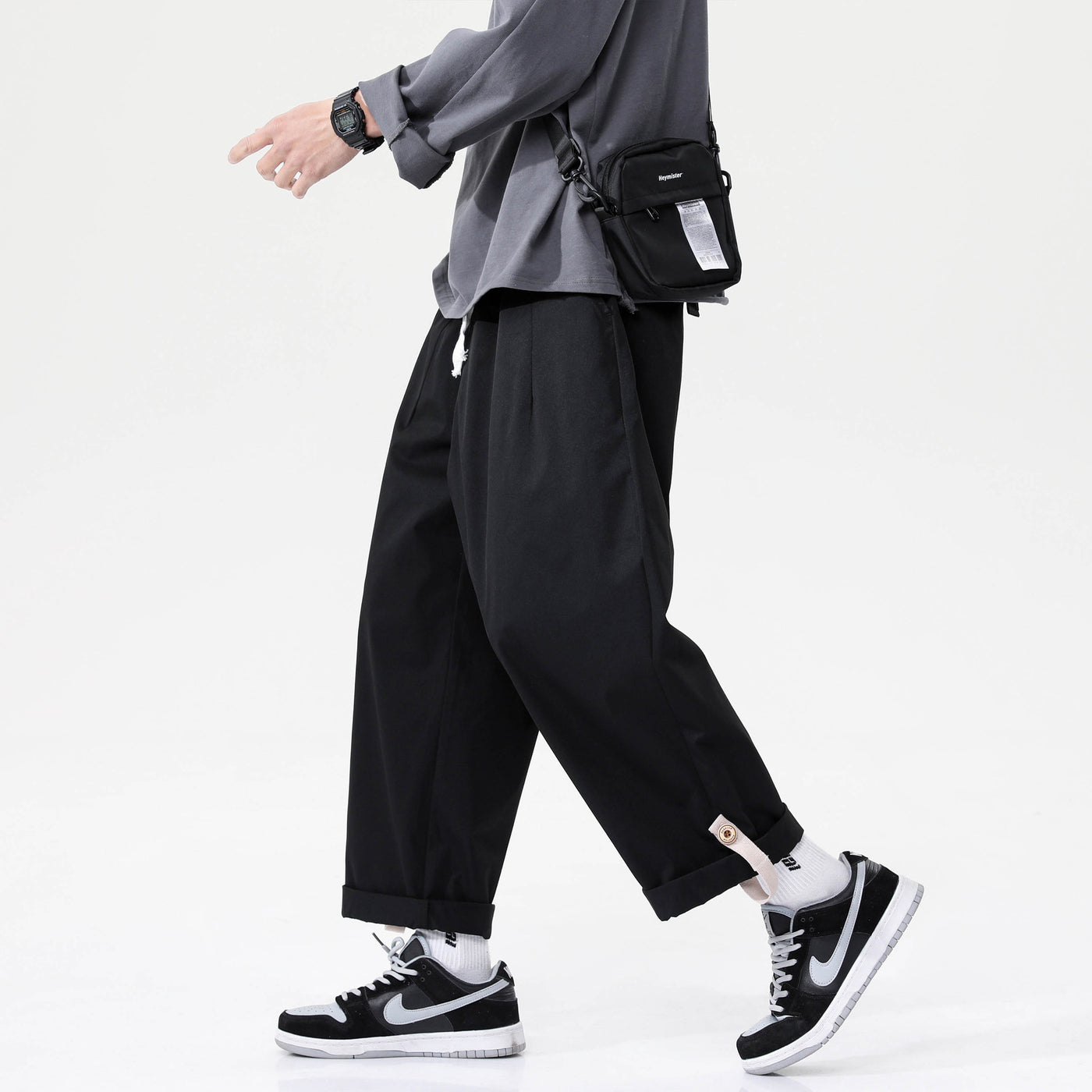 Solid Color Versatile Hip Hop Loose Drape Trousers - Carvan Mart