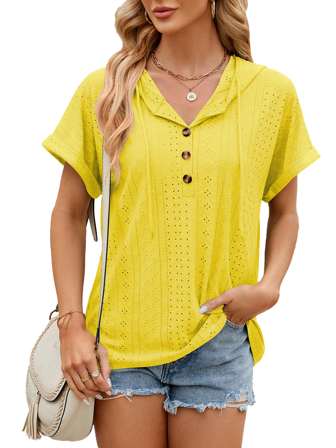 Women's T-shirt Loose Hollow Design Short-sleeve Top - Carvan Mart