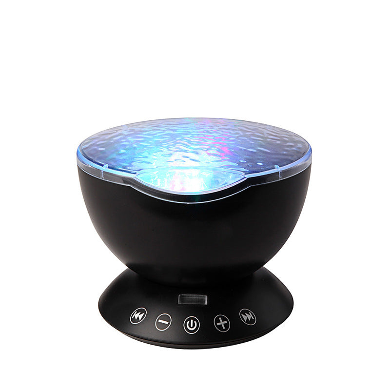 Ocean Wave Projector LED Night Light Remote Control TF Cards Music Player Speaker Aurora Projection - Black upgraded version - Led Lighting - Carvan Mart